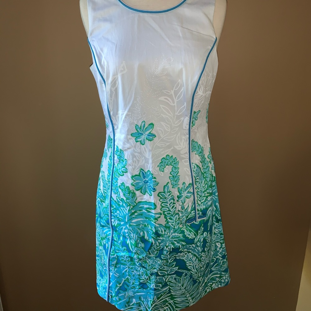 Lilly Pulitzer Green, Blue, White Floral Mini Dress Size 6